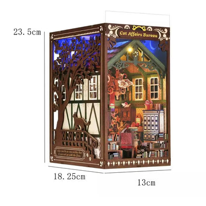 DIY Book Nook Kit Magic House Wooden 3D Puzzle Bookshelf Insert Decor Dollhouse Model Bookend Building Home Decoration Gifts