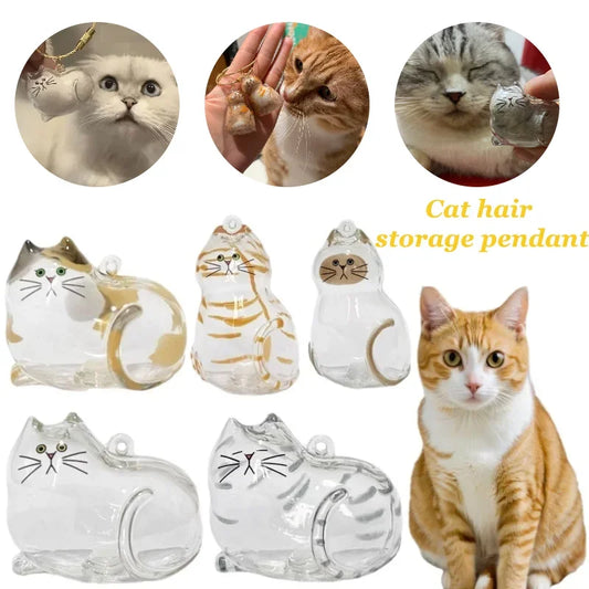 Transparent Cute Kitten Hair Storage Container Cute Cat Hair Memorial Capsule for DIY Handmade Hanging Ornament Home Display