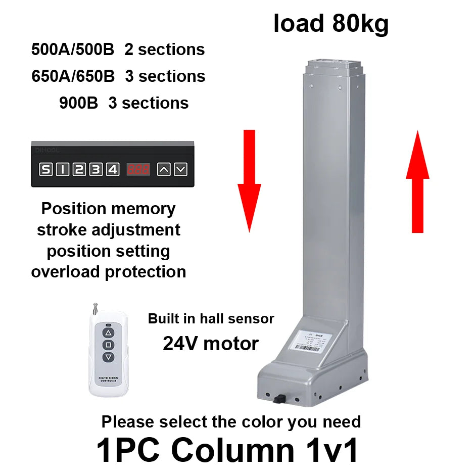 Electric Lifting Column Table Legs 80KG Load 32mm/s HALL Control Position Display Height Adjustment 24V Silent Motor
