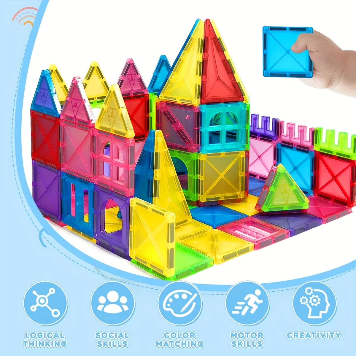 Magnetic building block toys, magnetic blocks, medium size stacked building and puzzle toys, creative and lively magnetic toys