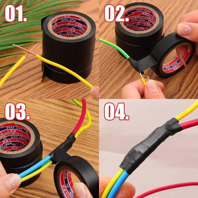 Electrical Insulating PVC Tapes Temperature Resistant Heat Black Insulating Tape Self Adhesive Electric Wire Protection Tapes