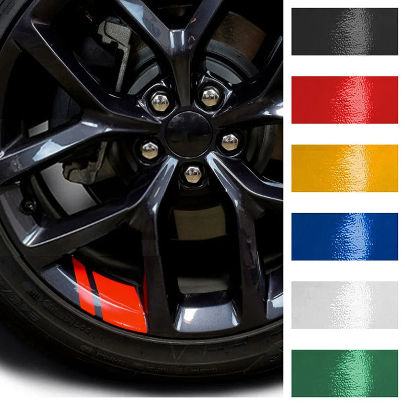 6PCS Reflective Car Wheel Decal Sticker Pressure Adhesive Auto Red Accessories Car Stickers Wheel Hub Decals