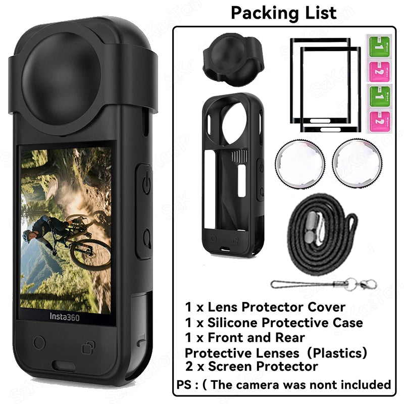 For Insta 360 X5 Camera Protective Accessory Kit Lens Guard/Silicone Protective Cover/Screen Protectors/Camera Case