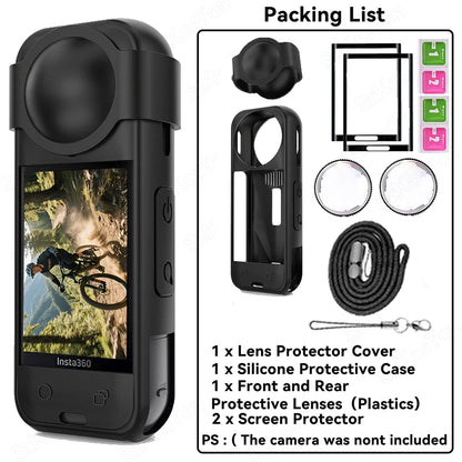 For Insta 360 X5 Camera Protective Accessory Kit Lens Guard/Silicone Protective Cover/Screen Protectors/Camera Case