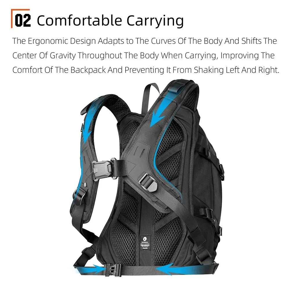 Rhinowalk Motorcycle Backpack 23L MOLLE Helmet Carry Riding Bag Rain Cover Reflective Logo Motocross Motorbike Storage Luggage