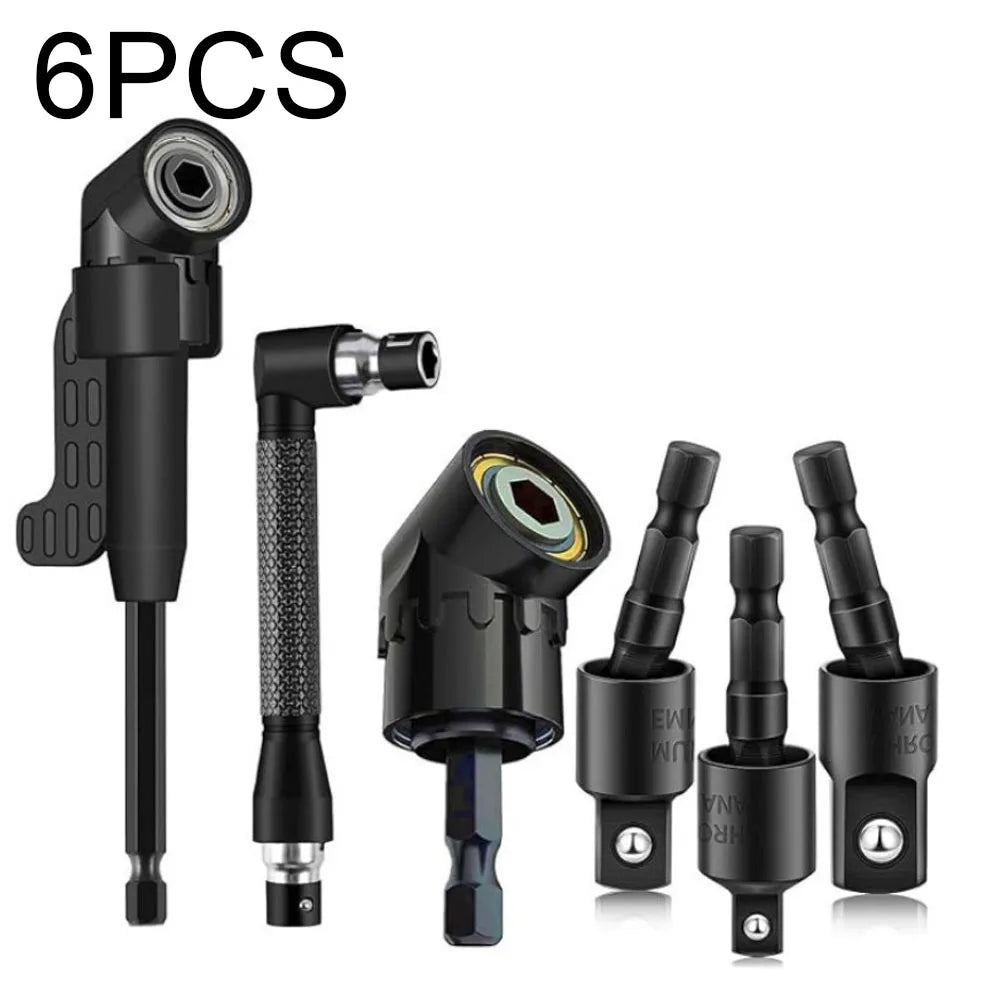 Flexible Drill Bit Extension Set, 105° Right Angle Drill Attachment Hex Adapter Socket Bendable Magnetic Extender Screwdriver