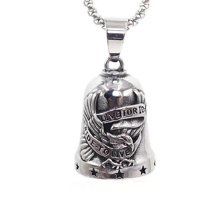 Fashion Eagle Letters Bell Pendant Key Chain Men's Motorcycle Riding Exorcist Accessories