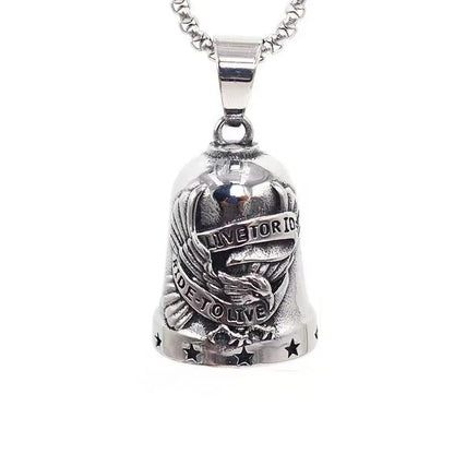Fashion Eagle Letters Bell Pendant Key Chain Men's Motorcycle Riding Exorcist Accessories