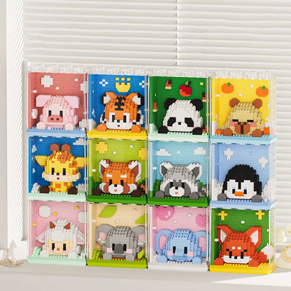 New Cute Zoo Series Fashionable Acrylic Display Box Micro-particle Assembled Building Blocks Toys Educational Gifts