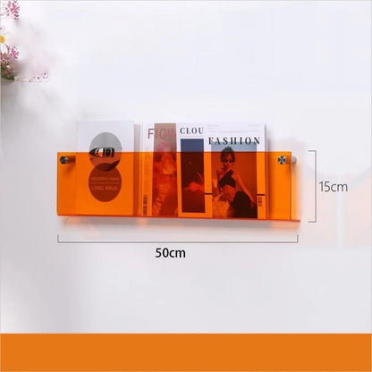 12 Color Acrylic Brochure Holder Wall Mount Magazine Rack Pamphlet Stand Floating Bookshelves Hang Display Literature Organizer