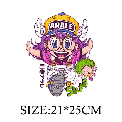 Anime Arale Dr Slump Cartoon Patches for Clothes Heat Transfer Thermal Vynil Stickers DIY T shirt Iron on for Women Appliqued