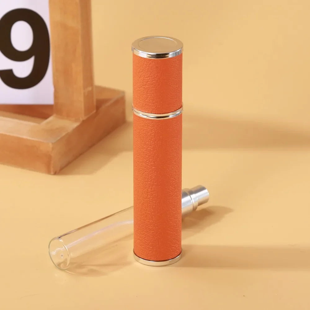 10ml Mini Perfume Bottle PU Leather Essential Oil Alcohol Spray Rotating Bottle Refillable Spray Atomizer Bottle