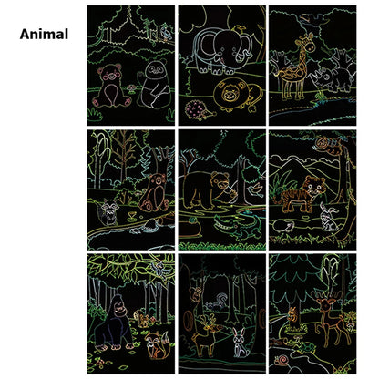 Cartoon Scratch Painting Children Drawing Toys Art Creativity DIY Graffiti Supplies Dazzling Color Scratched Paintbook TMZ