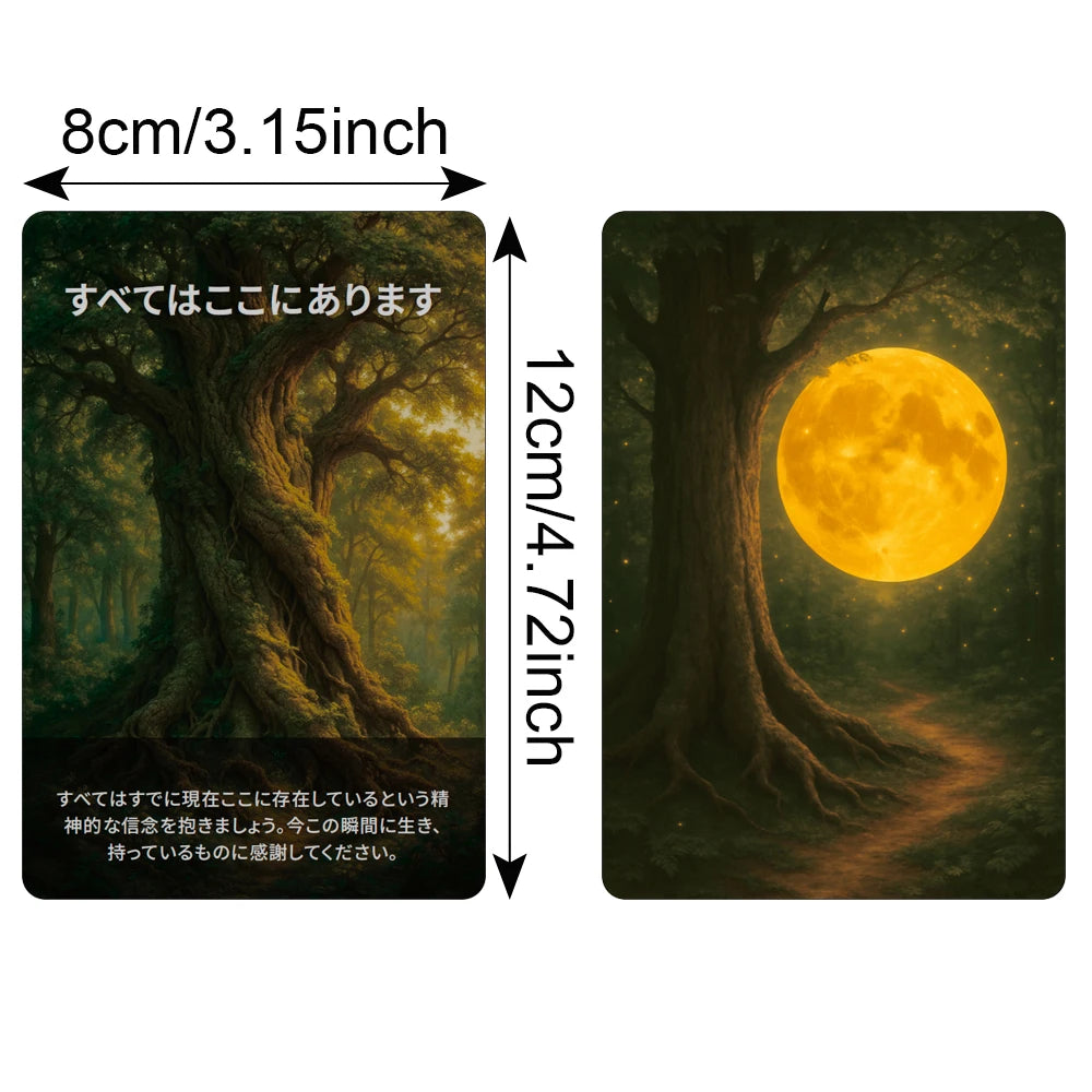 Japanese Language Mysterious Forest Oracle Cards, 48 PCS Spiritual Growth and Meditation Deck for Self-Reflection, 12x8cm