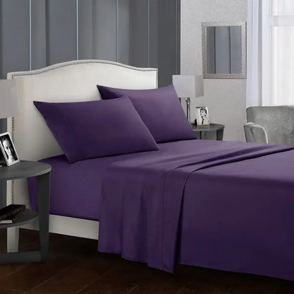 Solid Color Soft Brushed Bed Set Fitted Sheet Flat Sheet Pillowcase Bedding Set Bed Sheet Twin Full Queen CA King 3/4 Pieces