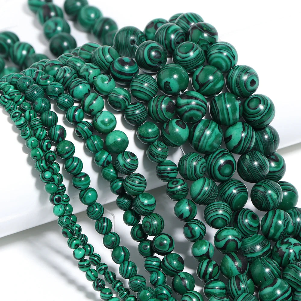 1 Strand Malachite Stone Beads 4/6/8/10/12mm Round Spacers Natural Stone Beads For Jewelry Making DIY Necklace Bracelet Supplies