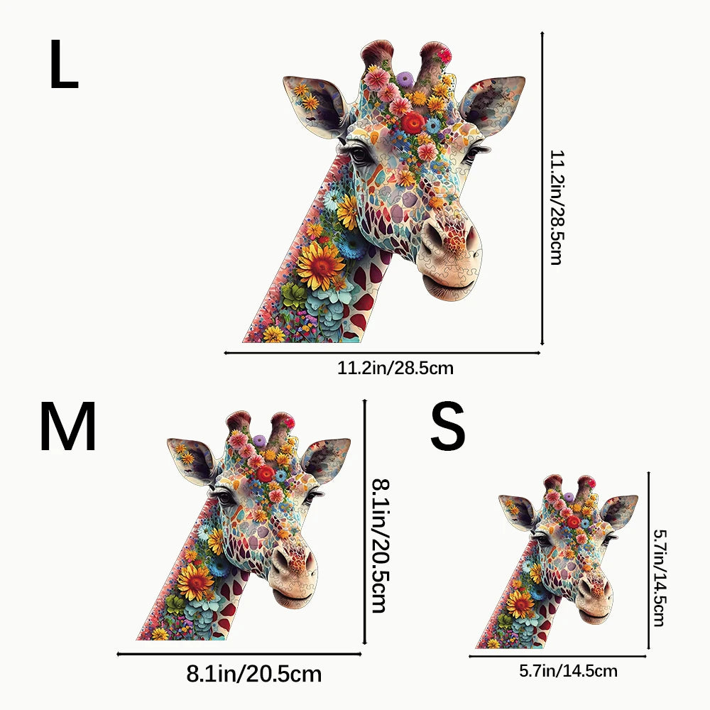 Flower Giraffe Wooden Puzzle, High-difficulty Magic Puzzle Intellectual Toy, Birthday Holiday Gift, Family Game Home Decor
