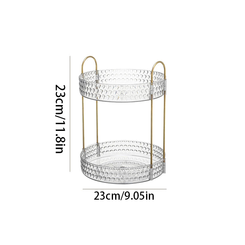 Rotating Cosmetic Organizer 3 Tier Transparent Diamond Pattern Cosmetic Rack Bathroom Cosmetic Vanity Organizer Countertop