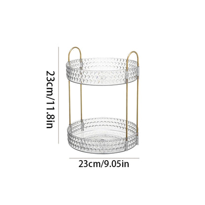 Rotating Cosmetic Organizer 3 Tier Transparent Diamond Pattern Cosmetic Rack Bathroom Cosmetic Vanity Organizer Countertop