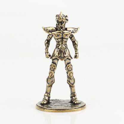 Gold Saint brass Mini Figures twelve zodiac Saint Seiya ornament cartoon model desktop decoration copper gift
