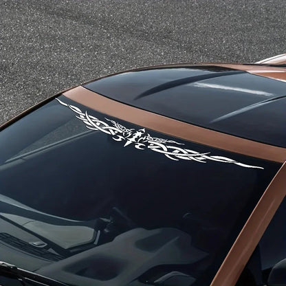 1PC Laser Reflective Wing Stripe Decal - 98.5x11.8cm Vinyl Sticker for Car Exterior (Cool Totem Design, Waterproof)