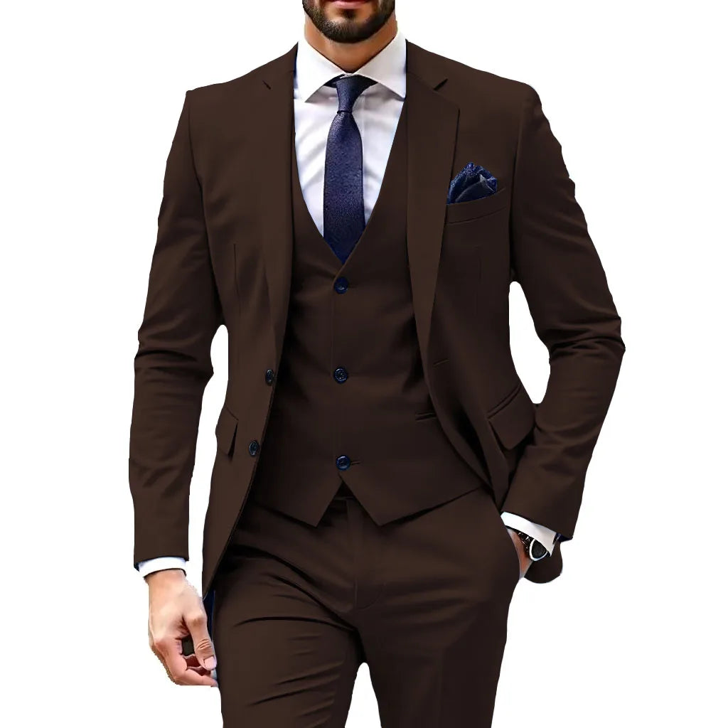 Luxury Customized Dress Suit for Men 3 Pieces Blazer Vest and Pant Set Peak Lapel Formal Slim Fit  Business Wedding Suit for Men