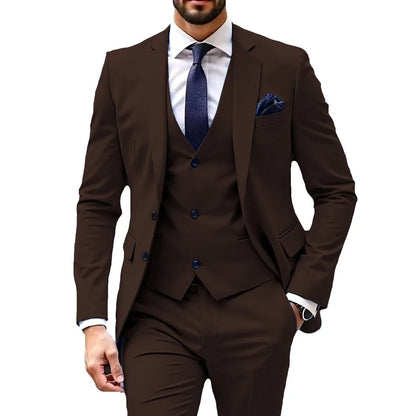 Luxury Customized Dress Suit for Men 3 Pieces Blazer Vest and Pant Set Peak Lapel Formal Slim Fit  Business Wedding Suit for Men