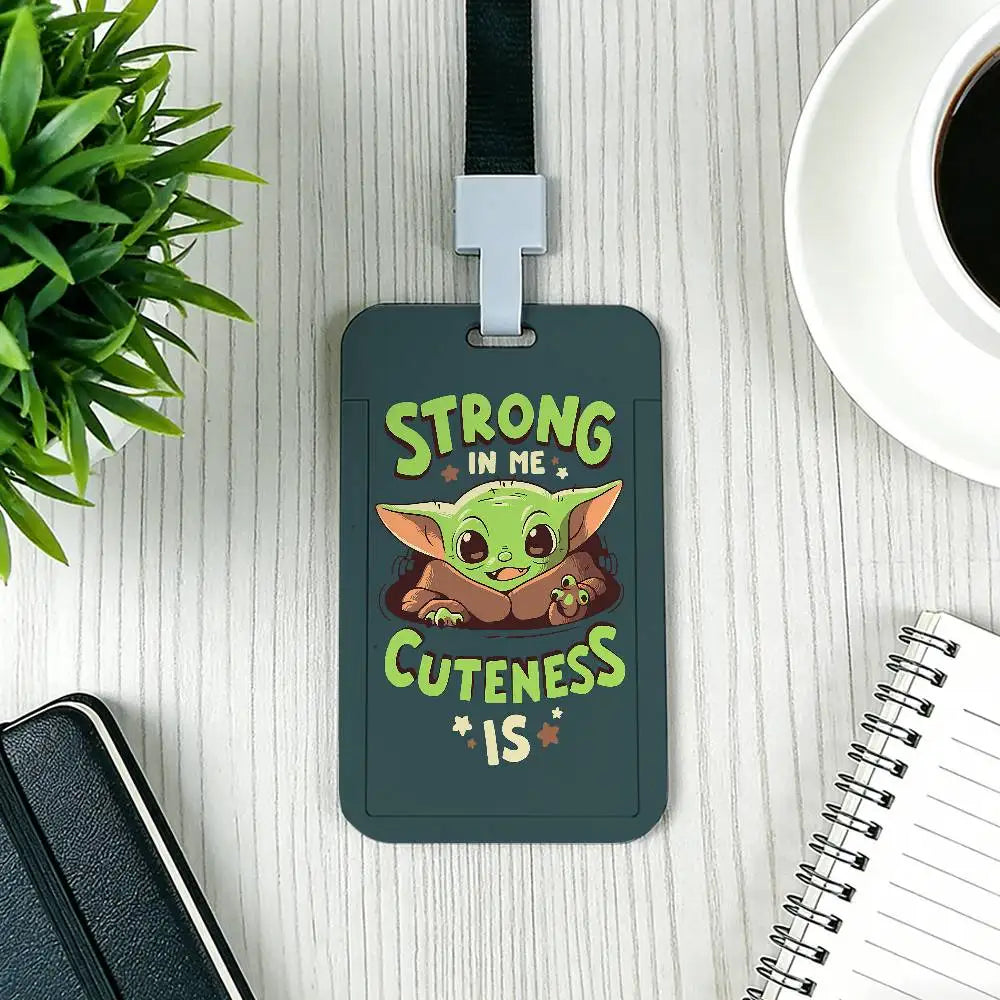 Cartoon Star Wars War Yoda Card Holder Employee Card Cover Lanyard Work Business ID Badge Holder Name Tag Cards Case