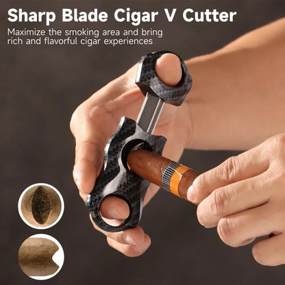 V-Cut Cigar Cutter - Sharp Blade Scissors for Large Ring Cigars, Professional Smoking Accessory Tool