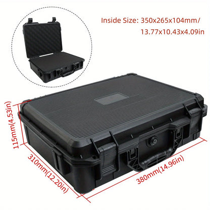 Waterproof and Durable Black Camera/tool Suitcase, Customizable Foam Interior, Portable, Safe Storage Case, Shock Resistant Case