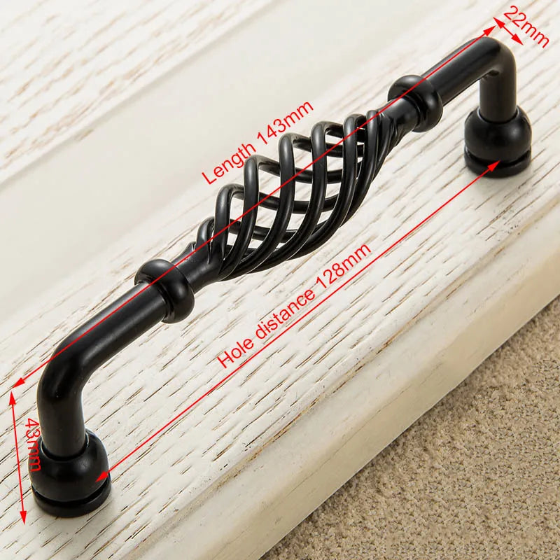 Vintage Antique Bronze Cabinet Handles Hollow Out Birdcage Handles Drawer Knobs Wardrobe Door Pullers Furniture Handle