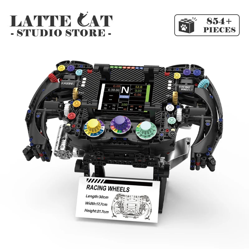 MOC Formula Racing Car Building Blocks Phone Stand Toys Creative Racer Steering Wheel Bricks DIY Model Home Decor Birthday Gifts
