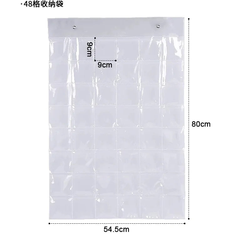 48 Pocket Anime Merch Organizer Wall Hanging Clear Badge Storage Bag Ita Pin Display Card Holder Dustproof Jewelry Hanging