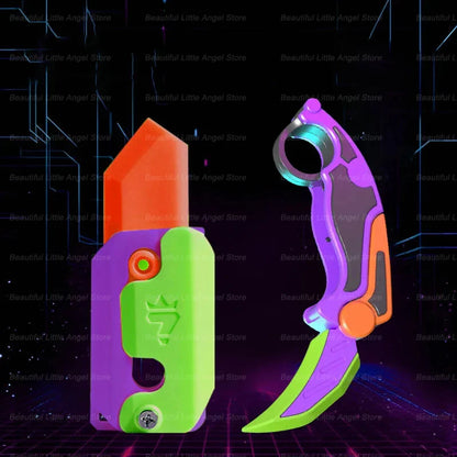New 3D Printed Gravity Claw Knife Toy Stress Relief Butterfly Fidget Hand Gripper Sensory Toy Folding Claw Knife Radish for Gift