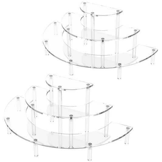 1/2pack Acrylic Display Riser 3 Tier Half Moon Cupcake Stand Clear Perfume Organizer Dessert Stand for Display for Food, Cupcake