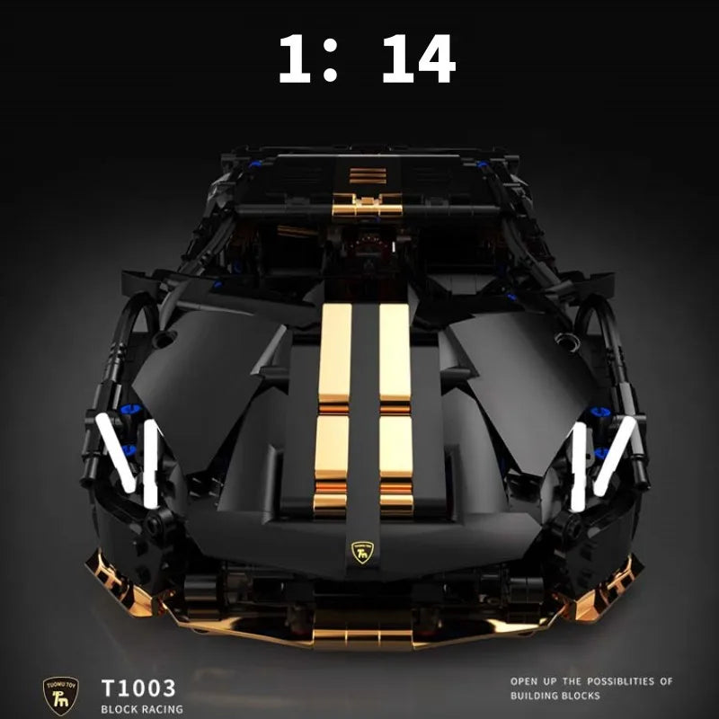 FUNXINEE 1309 PCS Technical Black Gold Sports Car Building Blocks Super Racing Vehicle Assemble Toys Christmas Birthday Gifts
