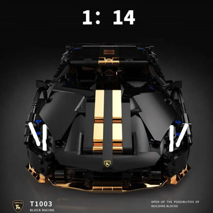FUNXINEE 1309 PCS Technical Black Gold Sports Car Building Blocks Super Racing Vehicle Assemble Toys Christmas Birthday Gifts