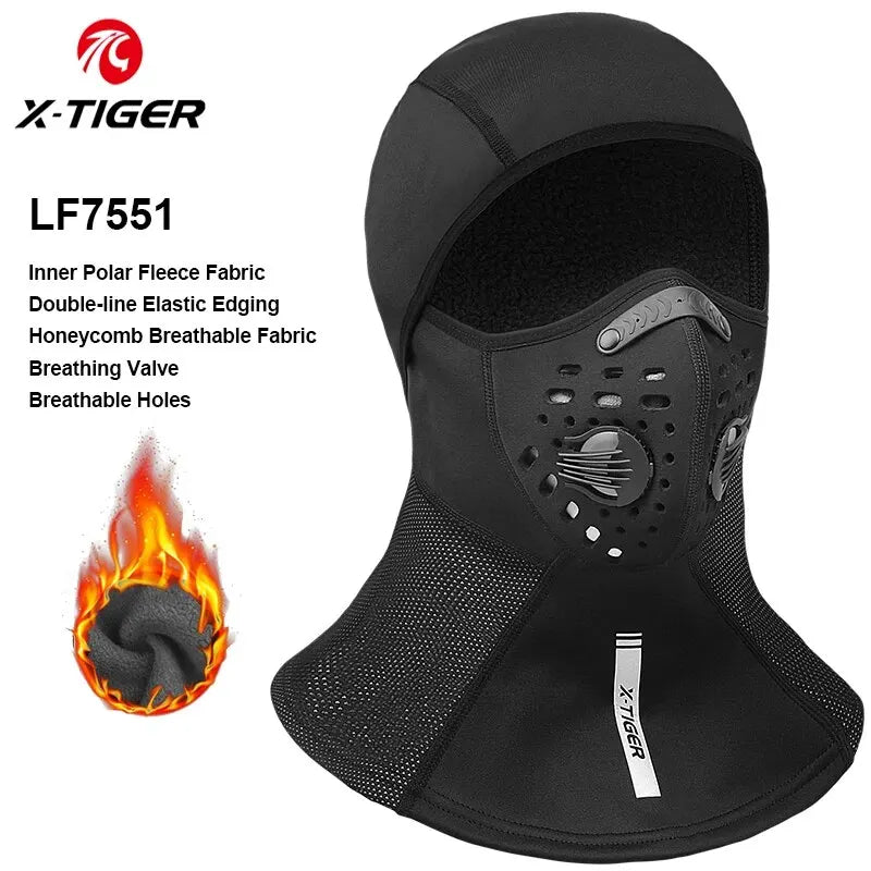 X-TIGER Winter Motorcycle Balaclava Mask Windproof Warm Cycling Scarf Mask with Filter Mask Full Face Ski MBT Cycling Headwear