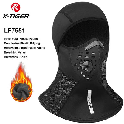 X-TIGER Winter Motorcycle Balaclava Mask Windproof Warm Cycling Scarf Mask with Filter Mask Full Face Ski MBT Cycling Headwear