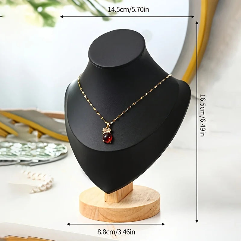 Multicolor Solid Wood Neck Bust Jewelry Display Stand, Necklace & Pendant Holder Organizer, Wooden Mannequin Display Rack for Je