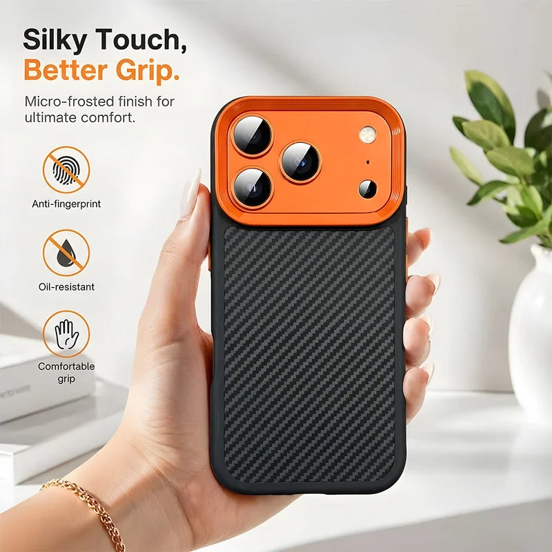 Official Carbon Fiber Phone Case For iPhone 17 18 Promax 12 13 14 15 16 17 Pro Max 16 Plus Silicone Shockproof Protector Cover