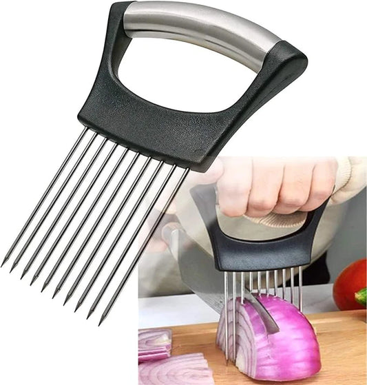 1Pc Onion Slicer with Stainless Steel Holder Easy Onion Chopper for Lemon Potatoes or Vegetables Kitchen Accessories Tools