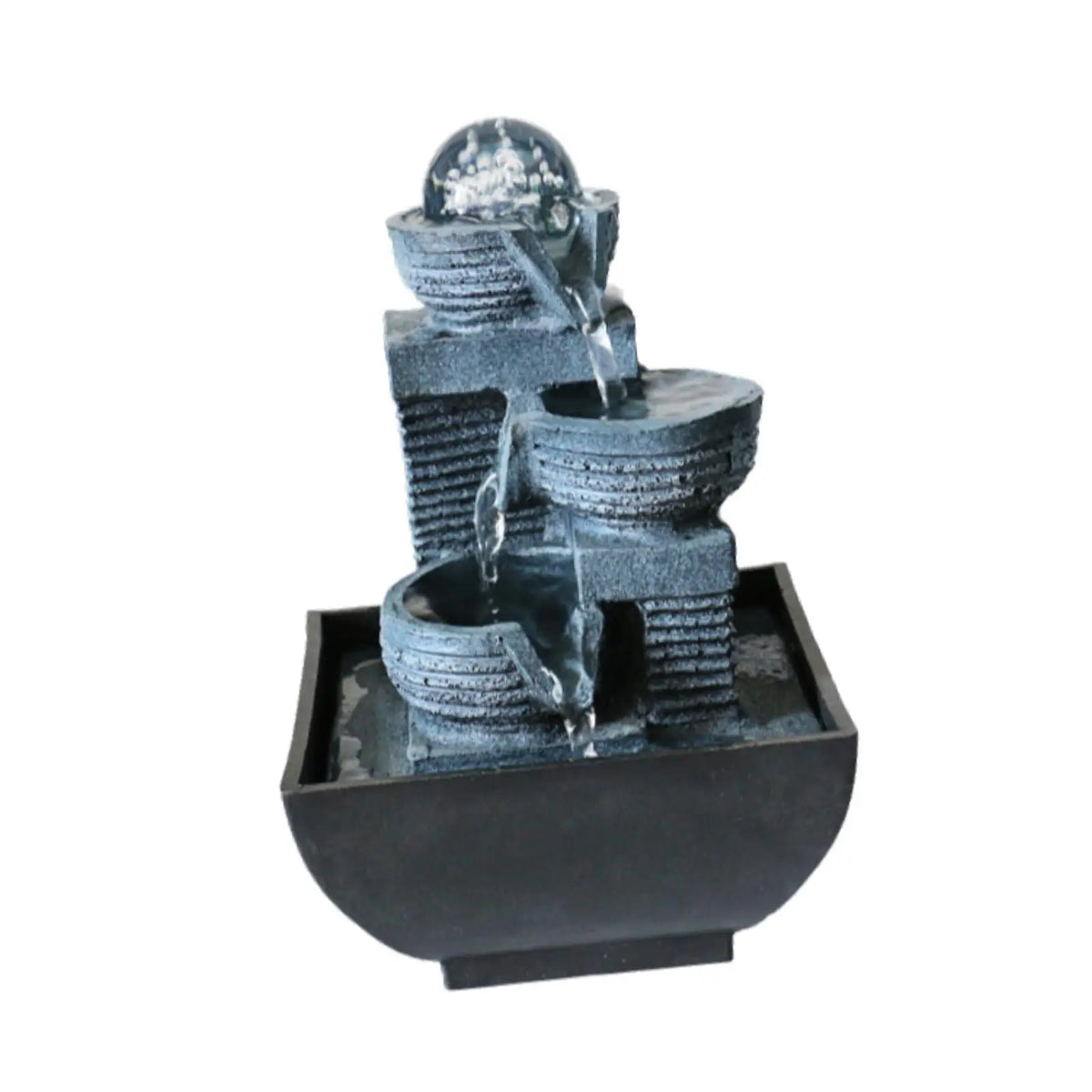 Tabletop Water Fountain Resin LED Flow Water Miniature Indoor Decor USB Feng Shui for Meditation Room Bedroom Office