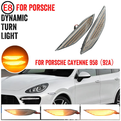 Fit For Porsche Cayenne 958 92A 2010- 2014 2pcs LED Dynamic Amber Turn Signal Light Side Fender Marker Lamp PO2555102