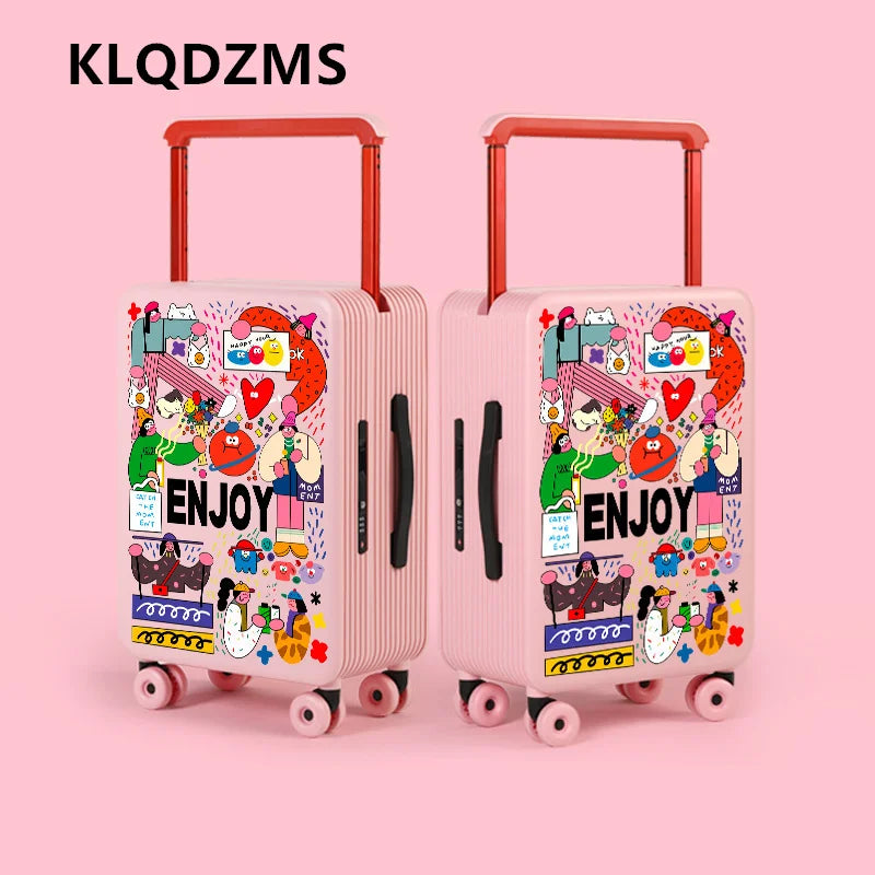 KLQDZMS Luggage High Quality 20"24"26 Inch Boarding Box Large Capacity Trolley Case Students Password Box Women's Suitcase