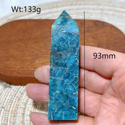 Natural Crystal Blue Flashy Apatite Tower Healing Gemstones High Quality Mineral Reiki Ornament Home Decorations Gift