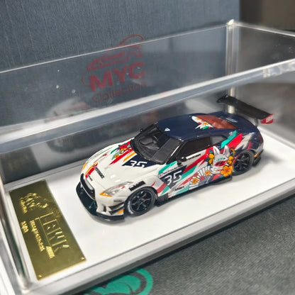 In Stock MYC 1:64 Nissan GTR R35 Type2.0 LB Wide Body Fox Demon Mask Anime Coating Resin Car Model