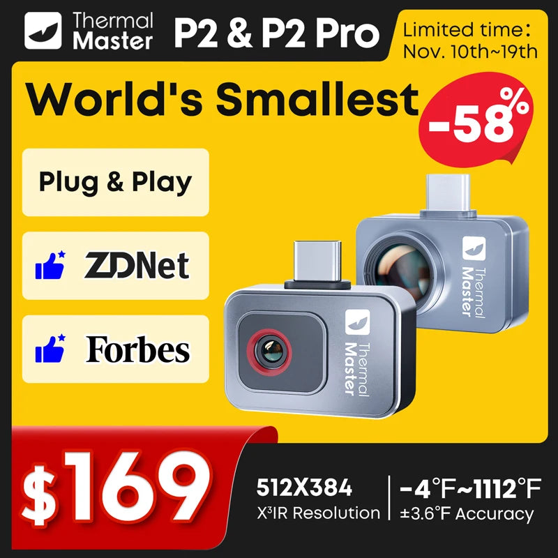 1112℉  P2 Car Diagnostics Thermal Camera Machine Repair Inspection HVAC Home Inspection Water Leakage Check