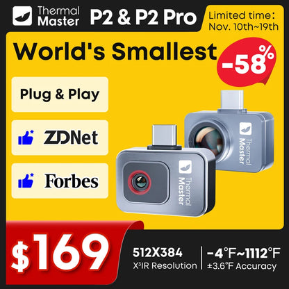 1112℉  P2 Car Diagnostics Thermal Camera Machine Repair Inspection HVAC Home Inspection Water Leakage Check