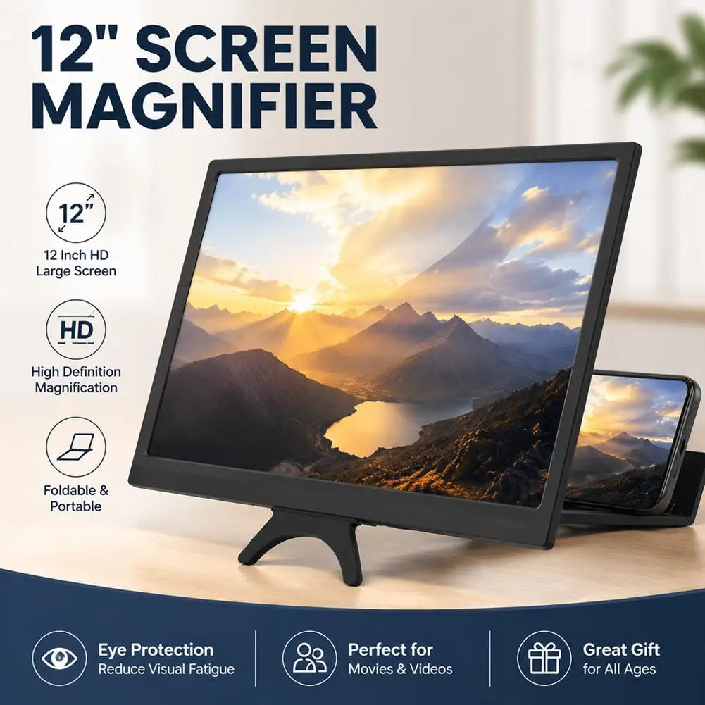 12 Inch Curved Mobile Phone Screen Magnifier HD Video Enlarger Foldable Portable Cell Phone Projector Eyes Protection